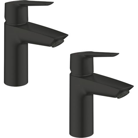 Juego de 2 mezcladores de lavabo GROHE Start apertura de agua fría negro S