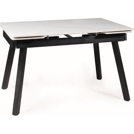 Table design extensible avec plateau effet marbre et structure noire Erick (1/5)