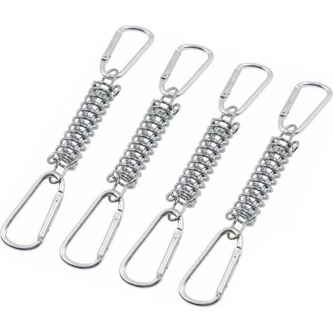 Boucle Ressort Tension Fixation Store - Voile D'ombrage Fixations Accessoires en Acier Inoxydable avec 4 Ressorts HéLicoïdaux 8 Mousquetons pour Tentes Auvents Camping, 4 Pcs