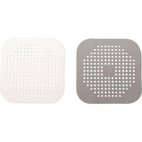 Lot de 2 protections souples en TPR avec ventouses pour siphon de douche et cuisine, gris et blanc. (1/5)