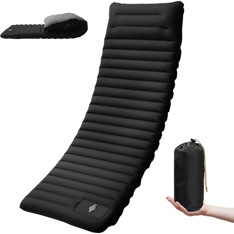 (Noir) Tapis de couchage de camping épais de 4 pouces, adapté au camping en plein air, à la randonnée et à la pêche. (1/5)