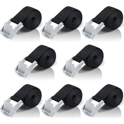 1M Tie-Down Strap - 8 Pieces Ratchet Strap with Zinc Alloy Tightening Buckle - For Securing Motorcycle/Car/Bike Rack/Luggage/Moving - High Tensile Strength (1/5)