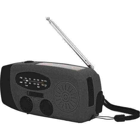Radio solaire à manivelle avec lampe torche LED, radio FM/AM/WB/USB portable pour les situations d'urgence et la prévention des catastrophes, noir, style japonais (1/5)