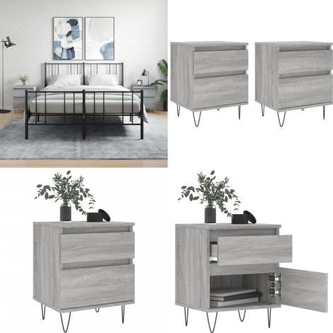 Nachttische 2 Stk. Grau Sonoma 40x35x50 cm Holzwerkstoff - Nachttisch - Beistelltisch - Wohnzimmermöbel - Schlafzimmerschränke - Grau - Home & Living (1/5)