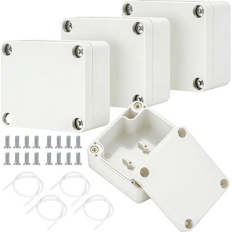 IP65-wetterfeste Außenanschlussdosen, weiße Kunststoff-Aufputz-Kabelbox, leerer elektronischer Außenverteilerkasten 63 x 58 x 35 mm (1/5)