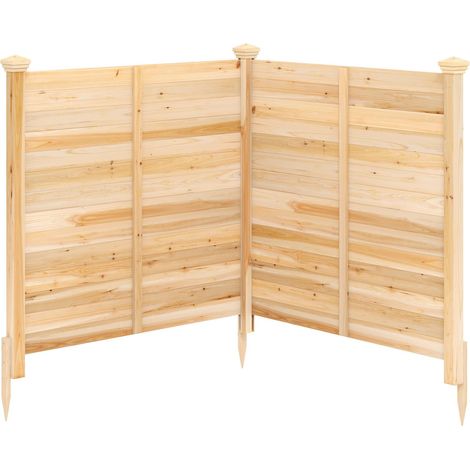 COSTWAY Clôture de Jardin 2 Panneaux, Écran d'Intimité Extérieur en Bois de Sapin avec Piquets de Sol, Clôture Décorative pour Climatiseur Poubelles Équipements de Piscine Patio Cour (Naturel) (1/5)