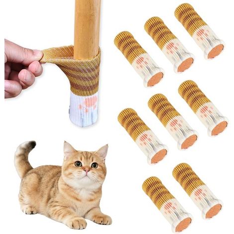 Embouts de pieds de chaise - Protections pour pieds de chaise - Embouts en forme de chat - Lot de 8 - Anti-rayures, insonorisants et antidérapants - Conviennent aux pieds de table ronds/carrés - Jaune (1/5)