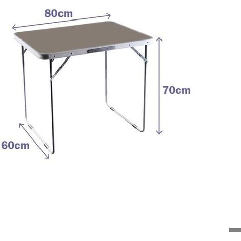 Tavolo pieghevole - MARBUENO - 80 x 60 x 70 cm - Acciaio e plastica - Marrone - Per esterno