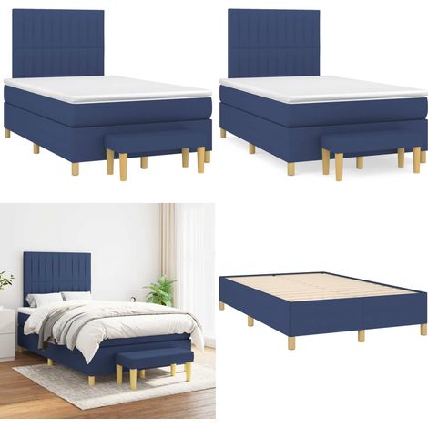 Boxspringbett mit Matratze Blau 120x190 cm Stoff - Boxspringbett - Doppelbett - Schlafraum - Blau - Bettsofa - Home & Living (1/5)