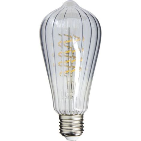 Dekorative LED-Fadenlampe mit Gravurglas, Form ST64, E27-Fassung, 240 lm, warmweißes Licht (2700 K), dimmbar, quecksilberfrei, energieeffizient