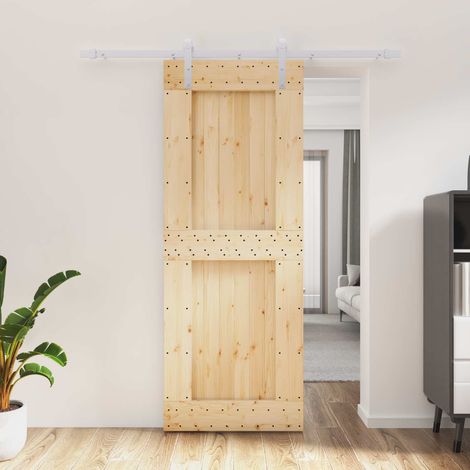 vidaXL Puerta Corredera Natural y Blanco 80 x 210 cm (1/5)