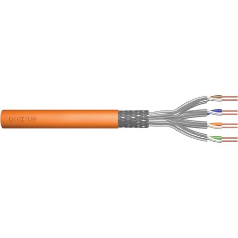 Cavo dati di installazione DIGITUS Cat.7, S/FTP, Dca, filo rigido, AWG 23/1, LSOH, 100 m, arancione (1/5)