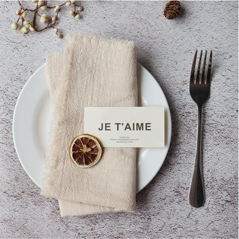 Lot de 2 serviettes de table en coton et lin - 42 x 42 cm - Avec franges - Pour mariage, fête, anniversaire, dîner de famille - Décoration de table (1/5)