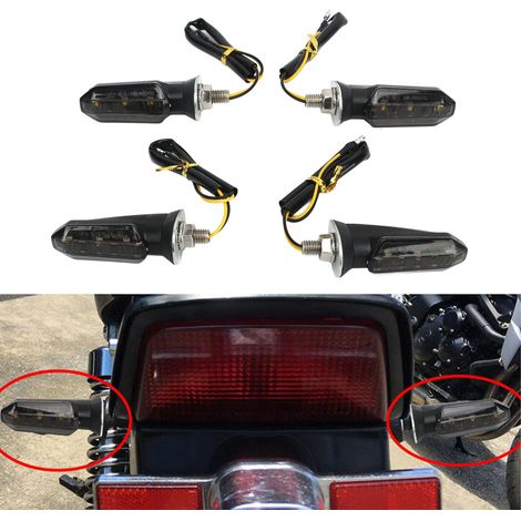 Quatre mini clignotants, feux indicateurs 12V, adaptés aux motos, scooters de plage, scooters, etc. (MK-200) (1/5)