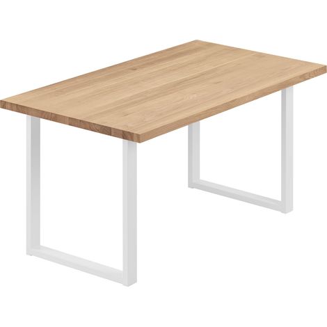 LAMO Manufaktur Esstisch Küchentisch, 140x60x76 cm (AxBxH), Loft, Natur / Weiss, LNG-01-A-002-9016L