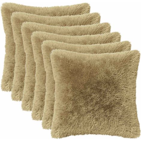 Housse de coussin 6 pcs HEERLEN Vert clair 30 x 30 cm Fleece PV vidaXL