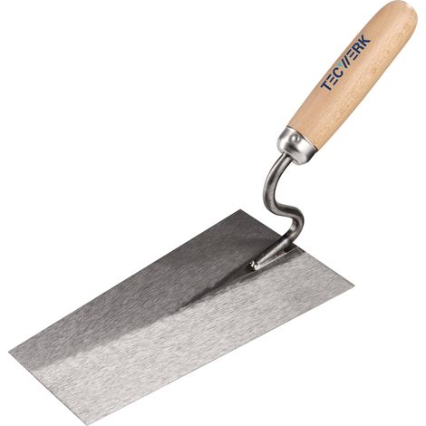 Llana  albañil  L.200mm  A.140mm  con  mango  de  madera  de  haya,  cuello  en  S  de  acero  endurecido,  pulido  TECWERK (1/2)