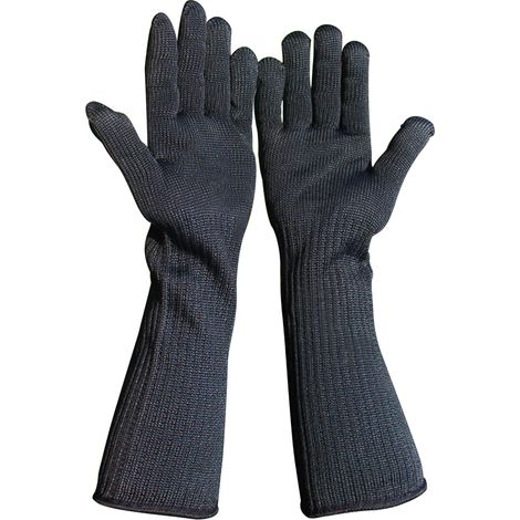 Guantes de trabajo de alto rendimiento, resistentes a los cortes, nivel 5, con antebrazo largo y malla de acero inoxidable para soldadura, jardinería y cocina. (1/5)