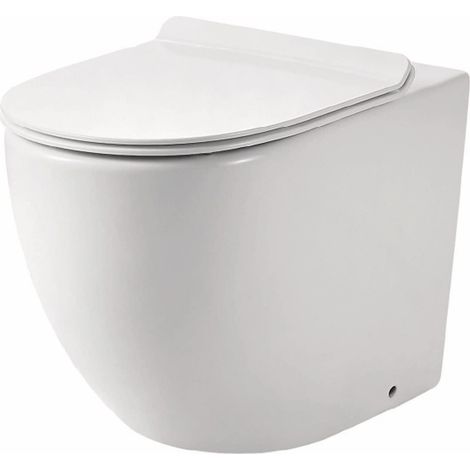 Vaso a terra filomuro 37x53 cm in ceramica bianco lucido - Art Ceram File - Con copri wc Standard