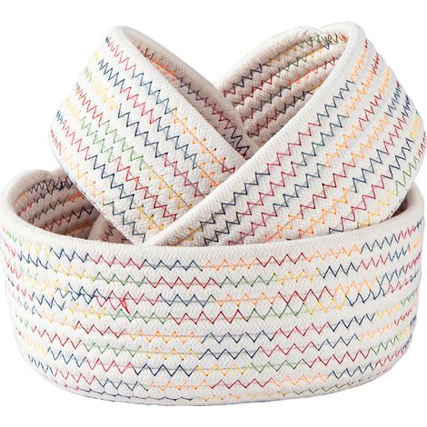 3 pcs paniers de rangement en corde de coton tressé, accessoires de table à langer de salle de bain