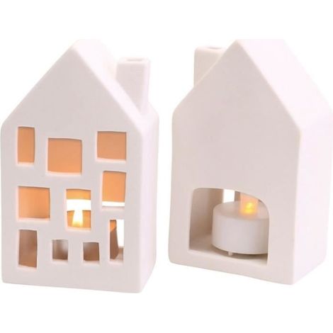 Décoration - Maisons lumineuses - 12 cm - 12 pcs - Charmantes - Élégantes - Accueillent bougies
