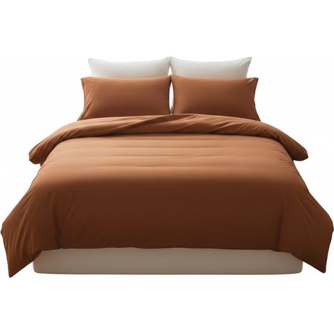 Housse de couette 140 x 200 cm Contemporain uni terracotta