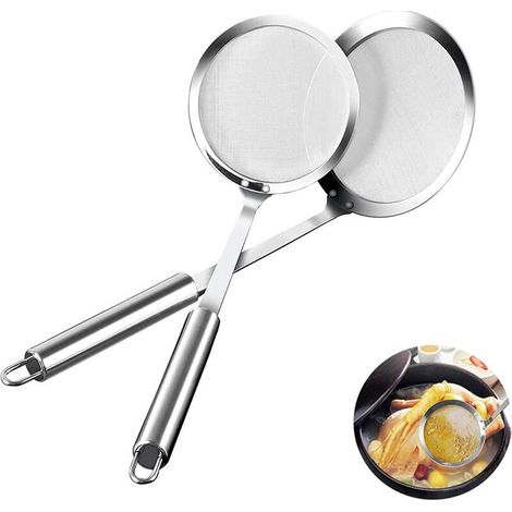 royaluxe - 2 Pièces Cuillère Écumoire, Passoire Louche, Passoire à Huile, Fine Tamis Passoire, Multi-Functional Acier Inoxydable Cuillères à Filtre pour Cuisson Filtre à Huile, Filtre Mousse Graisse e (1/4)