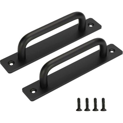 Lot de 2 Poignées de Porte Coulissante Noires en Aluminium, 128mm, Design Moderne et Durable pour Meubles et Armoires
