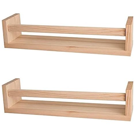 Bibliothèque 2 Pièces, Étagère Murale Flottante en Bois Naturel pour Enfants, Étagères de Chambre d'enfant pour Mur, Décor de Salle de Bain, Étagère à Épices de Cuisine (1/5)