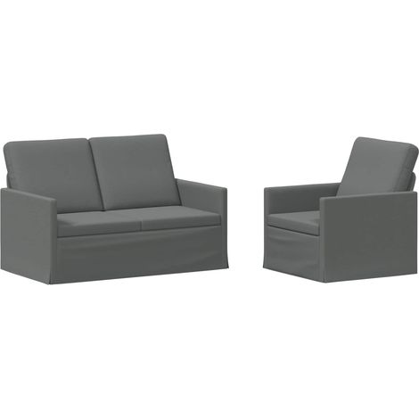 Sofa Set 2 pcs Dark Grey Fabric vidaXL (1/5)