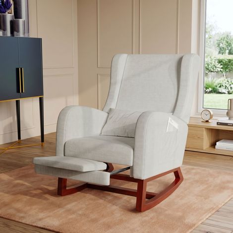 Poltrona a dondolo con poggiapiedi, poltrona relax, poltrona a dondolo effetto velluto, portata massima fino a 150 kg, per soggiorno, camera da letto, 64 x 67 x 99 cm (grigio) (1/5)