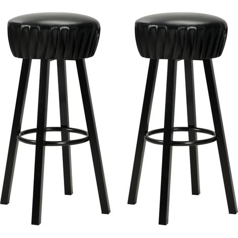 Juego de dos taburetes de bar de diseño con silla y asiento sintético negro. (1/4)