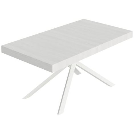 Tavolo Allungabile 160-244x80x74 cm Niket Bianco Frassino Gambe Bianche (1/5)