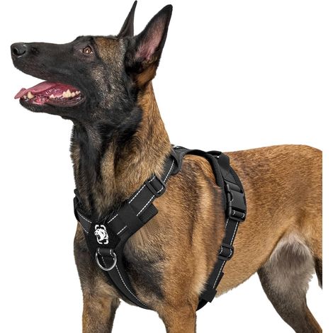 Harnais Tactique pour Chien Réfléchissant et Ajustable Gilet de Dressage Haute Résistance avec Poignée de Contrôle et Anneaux en D pour Chiens de Taille Moyenne et Grande M L XL (1/5)