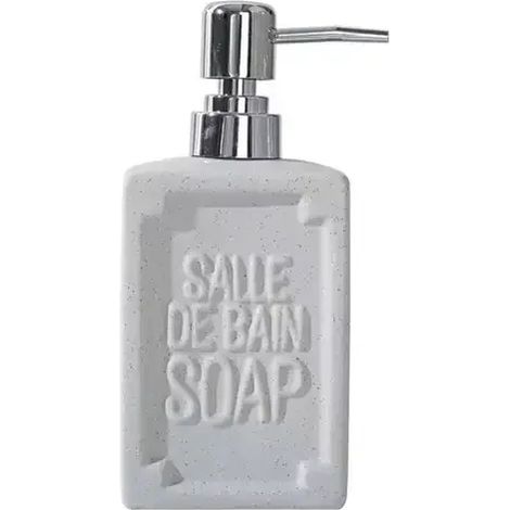 Distributeur de savon moussant en céramique (bleu-gris) pour salle de bain, recharge de lotion, gel douche, après-shampoing, décoration pour salle de bain et cuisine. (1/5)