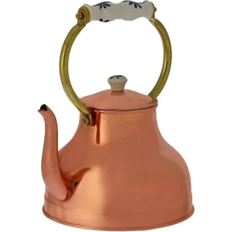 Tetera de cobre, hervidor de cobre - con mango de porcelana, 1,5L