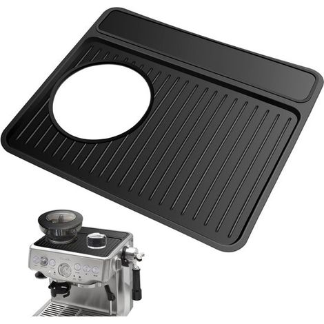 Alfombrilla para cafetera, alfombrilla antideslizante de silicona antiarañazos para espresso, alfombrilla superior resistente al calor (negra) (1/5)