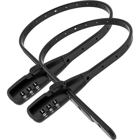 Lot de 2 antivols de vélo à câble avec code à 3 chiffres, câble flexible de 54 cm, pour casque de vélo, scooter et bagages (1/5)