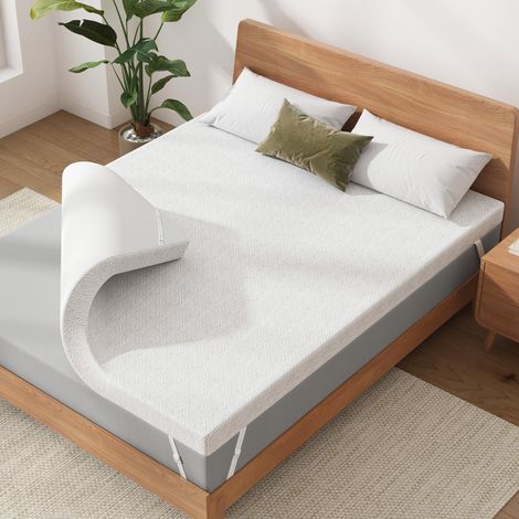 Surmatelas 180 x 200 cm H2/H3, surmatelas en gel avec housse amovible et lavable, 180 x 200 cm, surmatelas en mousse de gel pour sommier et canapé-lit, certifié CertiPUR-US, 10 cm