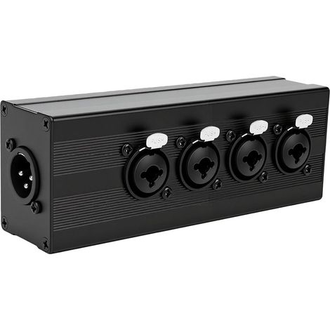 Répartiteur XLR 1 à 4 Boîtier de Sortie  Adaptateur Parallèle Femelle XLR 3 Broches vers 4XLR 6,35 Mm pour Table de Mixage (1/5)