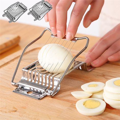 Coupe-Oeufs - Fils Acier Inoxydable - Corps Aluminium Renforcé - Pour Oeufs Durs - 2 Pièces (1/5)
