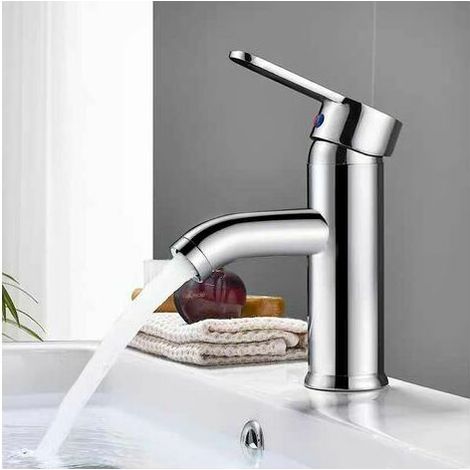 Ahlsen Grifo monomando para baño, estilo moderno, caño giratorio, agua fría y caliente - plateado