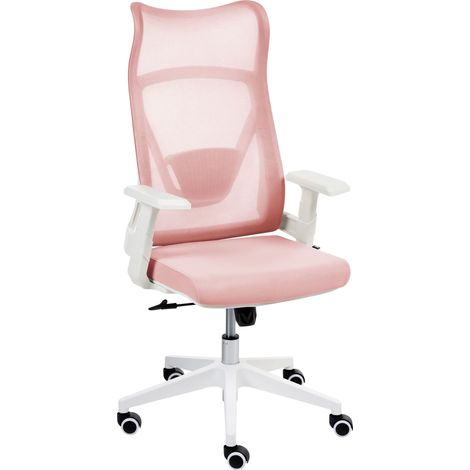 Chaise de Bureau Moderne en Maille Base Pivotante Hauteur Réglable avec Accoudoirs Rose Pastel Bard