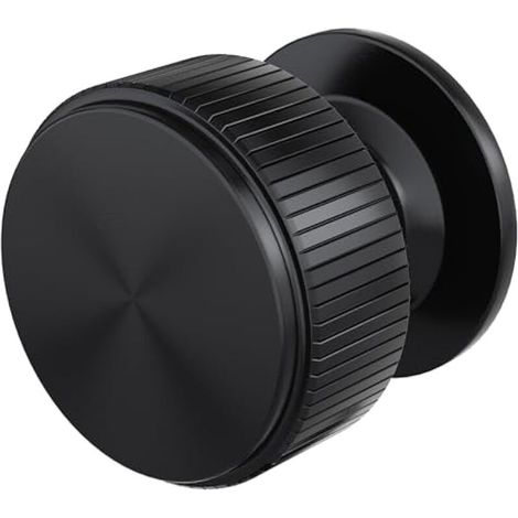 Lot de 10 poignées d'armoire noires mates, poignées de tiroir solides à trou unique de 32 mm, poignées de placard de cuisine avec lignes moletées, boutons de porte modernes pour tiroir