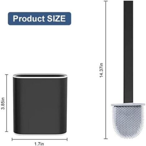 Brosse de Toilette Brosse WC, Brosse de Toilette en Silicone Balayette WC en Silicone Antibactérienne à Séchage Rapide, Brosse Toilettes à Manche Long (1/4)