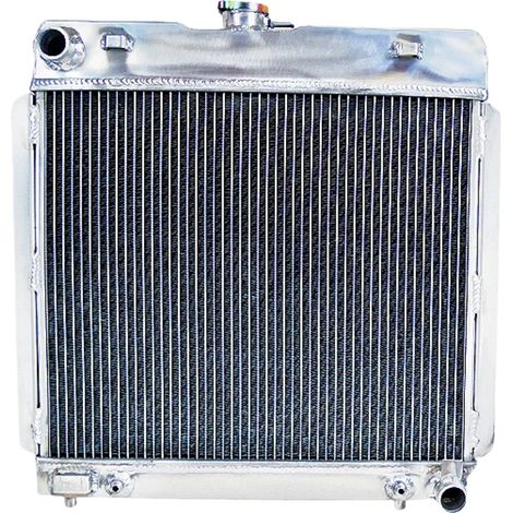 Radiador de aluminio, tamaño del núcleo 16,4"x19,6"x1,5", tamaño total 22,71"x21,7"x4,05", ubicación frontal, 2 filas. (1/5)