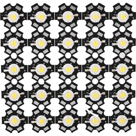 Lot de 25 puces LED 3,2-3,4 V, source lumineuse à haute luminosité avec aluminium (1/5)