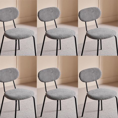 Esszimmerstuhl 6er Set, stapelbar, gepolstert, dunkelgrau (1/5)