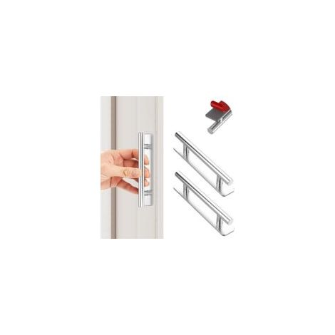 Set di 2 maniglie autoadesive in alluminio per mobili, non necessitano di foratura, per cassetti, armadi, ante scorrevoli, pensili da cucina, 150 mm, argento - Crezuo