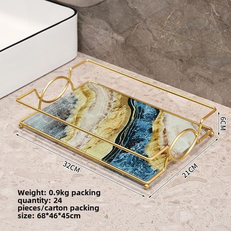 Étagère de toilette Xinghe grand format à un seul niveau, sans perçage, étagère de rangement légère et luxueuse pour salle de bain, plateau de bureau pour cosmétiques et soins de la peau (1/5)
